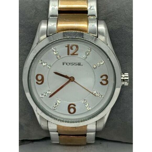 Fossil ES2081 Women's Watch Stainless Steel Analog Rose Gold Silver 38mm D709 - Picture 1 of 9